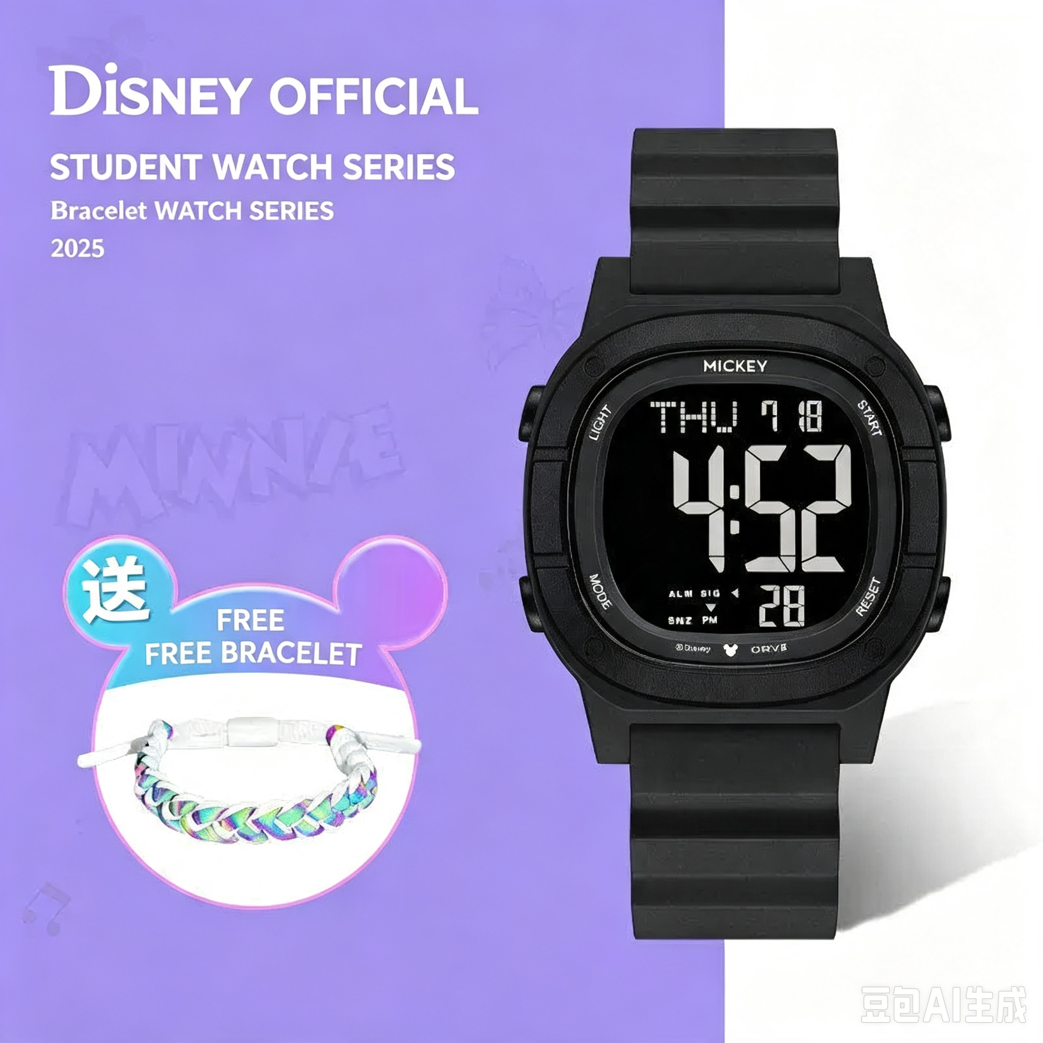 Disney Mickey Digital Watch | Free Bracelet Gift