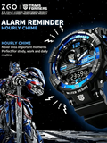 ZGO Transformers Official Licensed Dual Display Watch 50M Water Resistant Sport Alarm Stopwatch Wrist Watch for Boys Teens