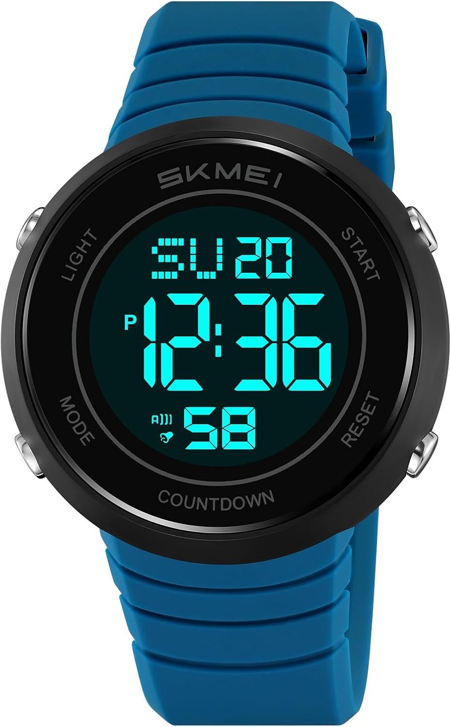 SKMEI Watch for Men,Military Sports Round Digital Watch with Waterproof Led Light Stopwatch Countdown Date Alarms Chronograph