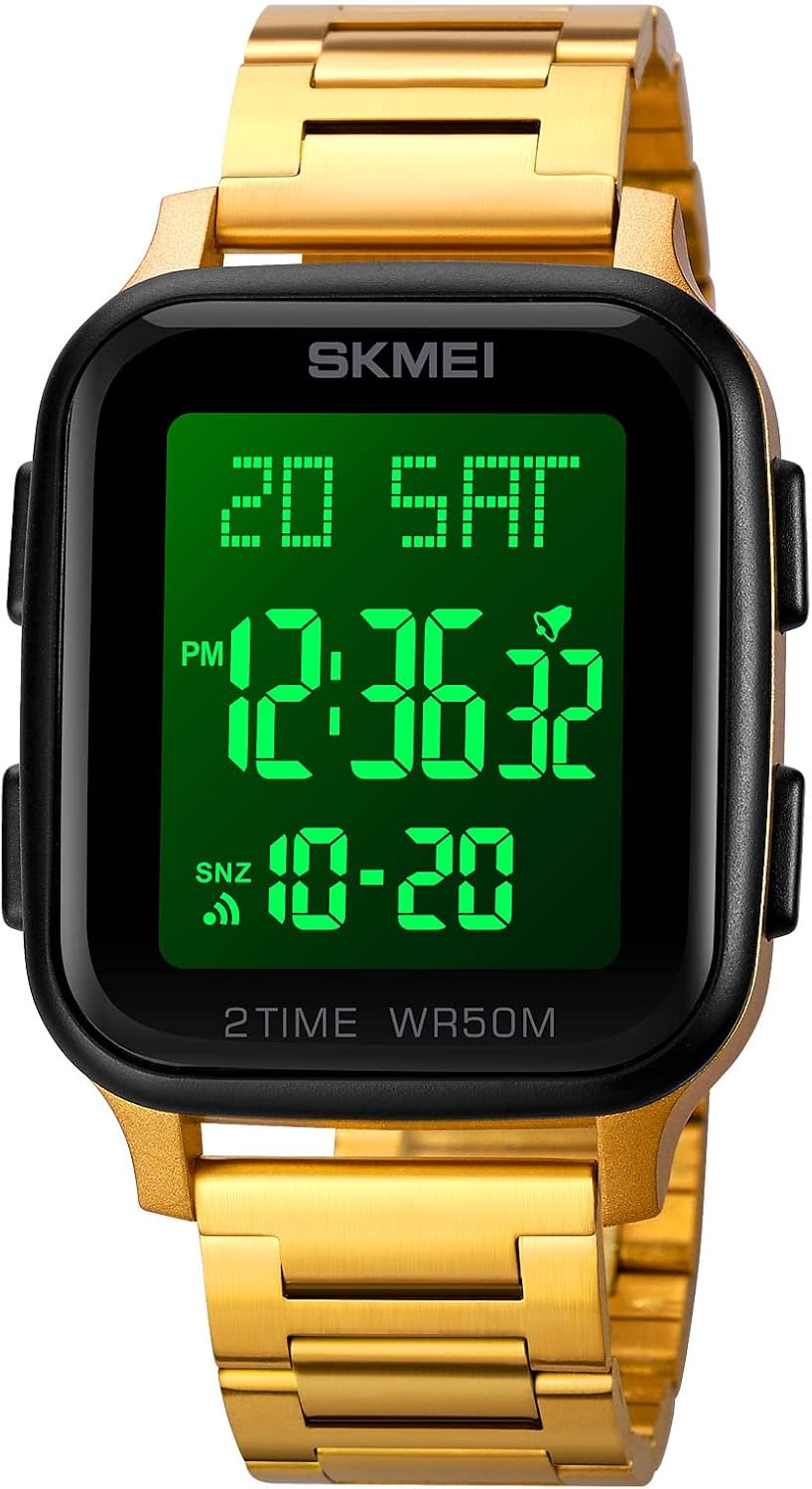 Gosasa Classic Square Face Unisex Women's Men's Digital Multifunction Outdoor Casual Watch Countdown 50M Waterproof Led Light Wristwatch