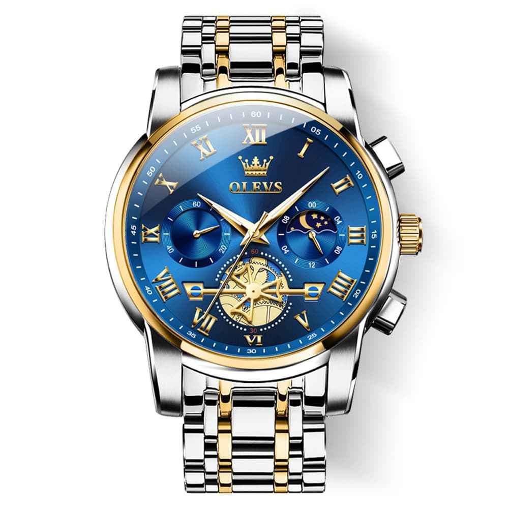 "The Voyager" Chronograph Watch | Sun & Moon Phase & Wheel Design