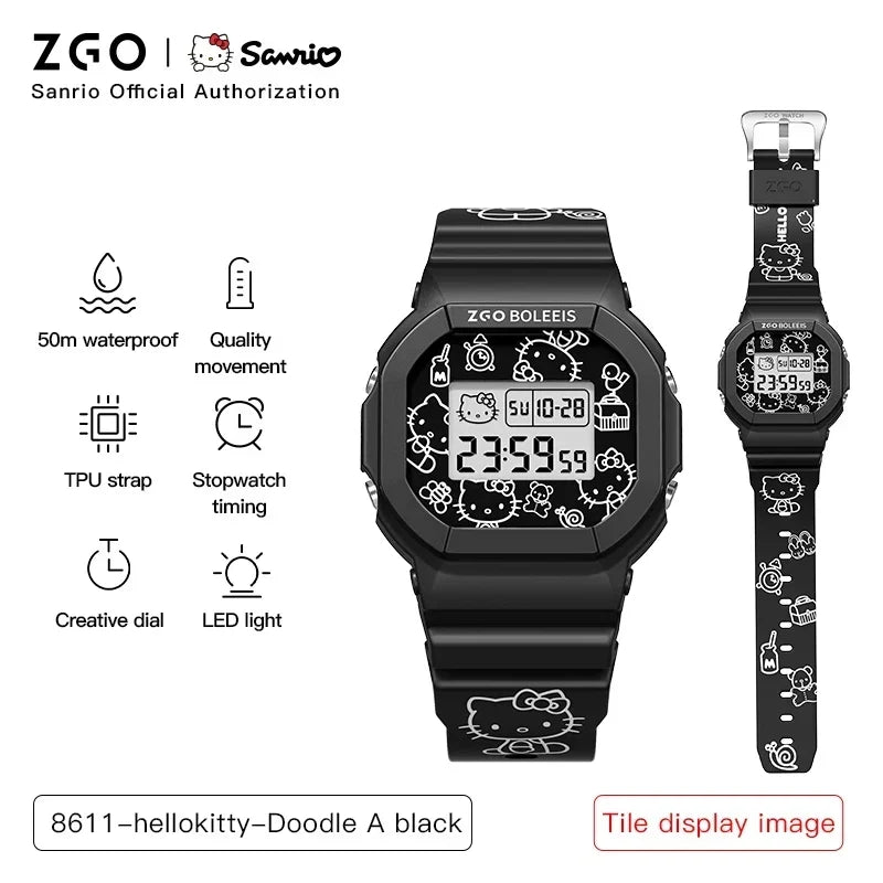 ZGO x Sanrio Hello Kitty Women's Watches Electronic Watch Sports Wristwatch Waterproof