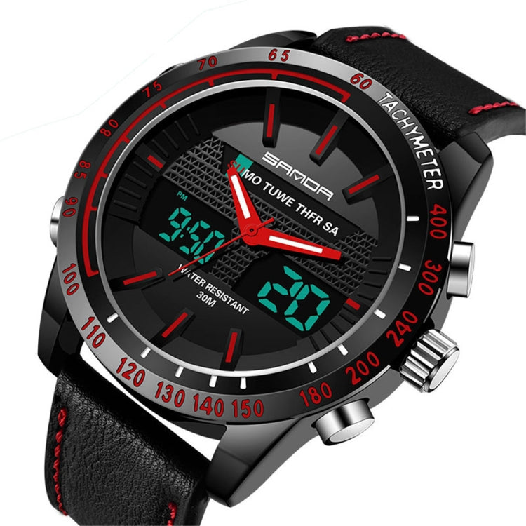 SANDA 774 Men Belt Watch Dual Display Multi Function Sports Electronic Watch Fashion Trend Leisure Waterproof Luminous Watch