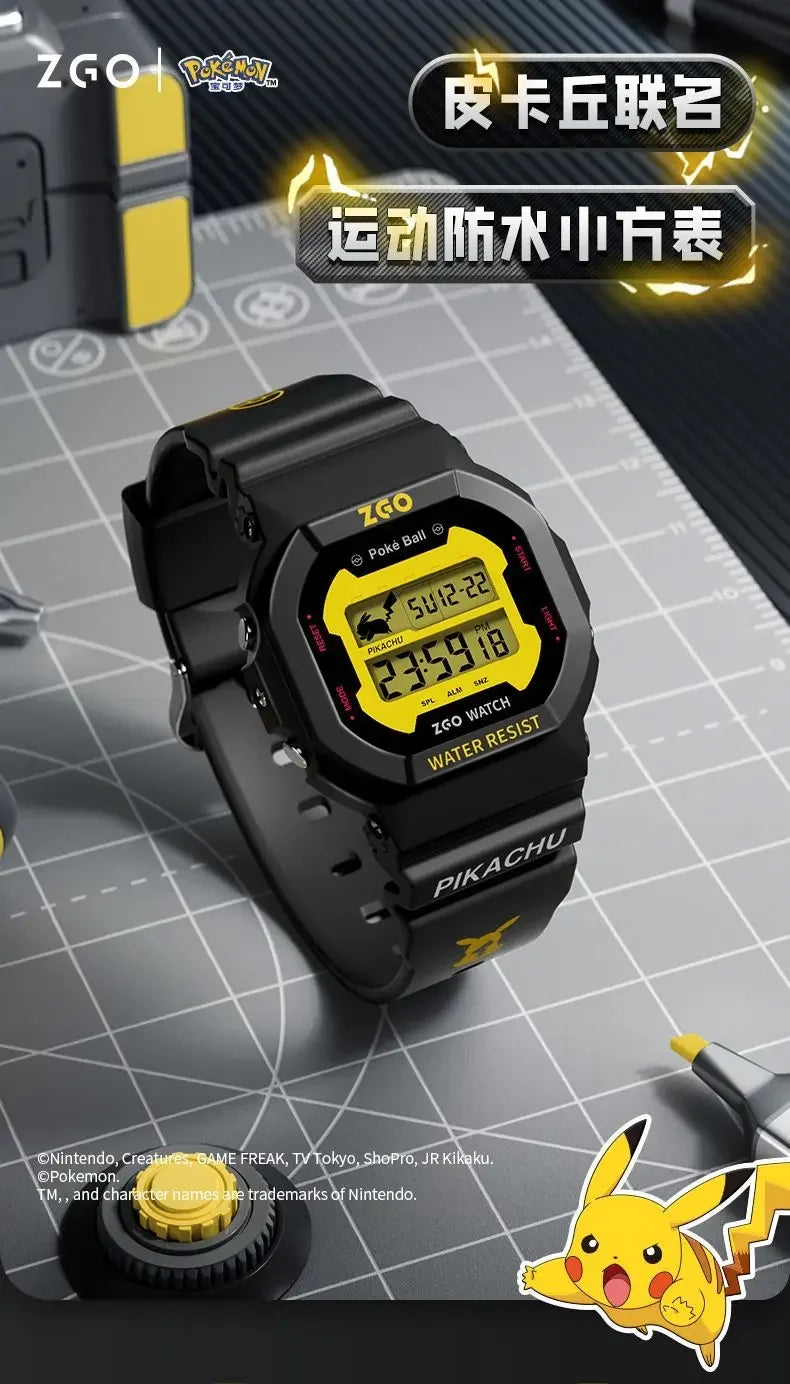 ZGO Co-branded Anime Series Watch Men's Sports Waterproof Student Trend Pikachu Quartz Electronic Watch Gifts