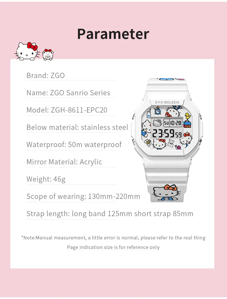 ZGO x Sanrio Hello Kitty Women's Watches Electronic Watch Sports Wristwatch Waterproof