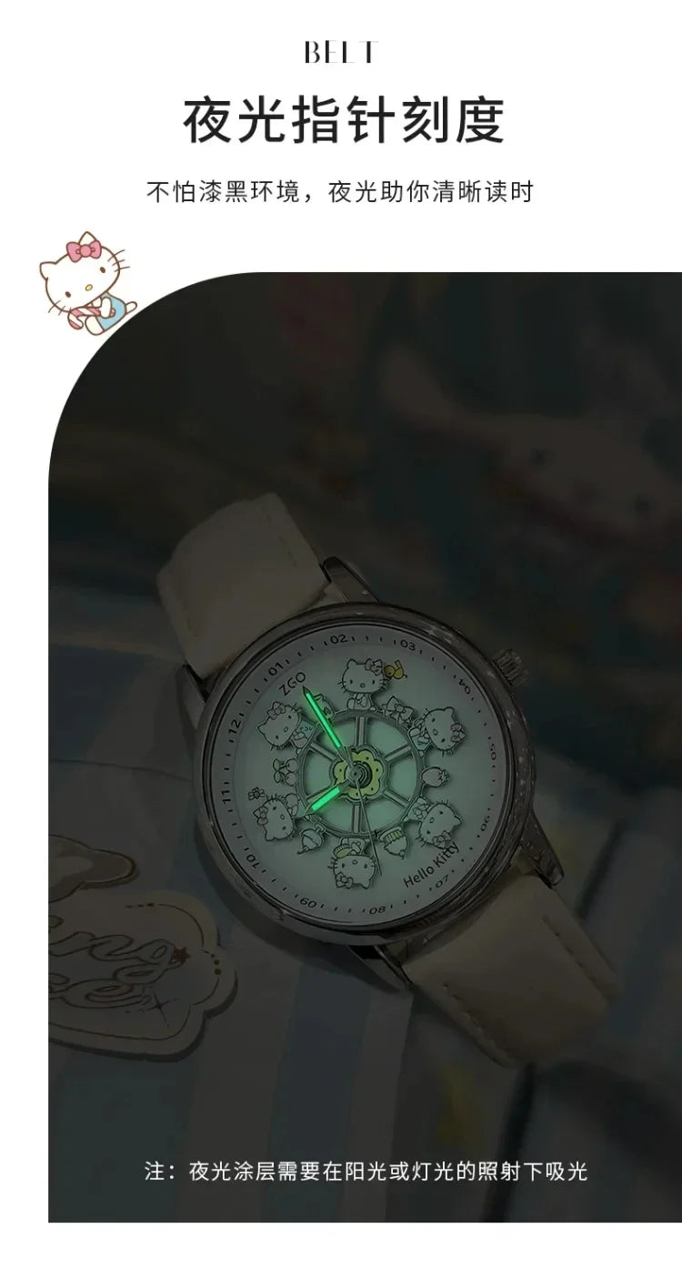 ZGO X Sanrio Watch Clock Fashion Quartz Watch Rotate The Dial
