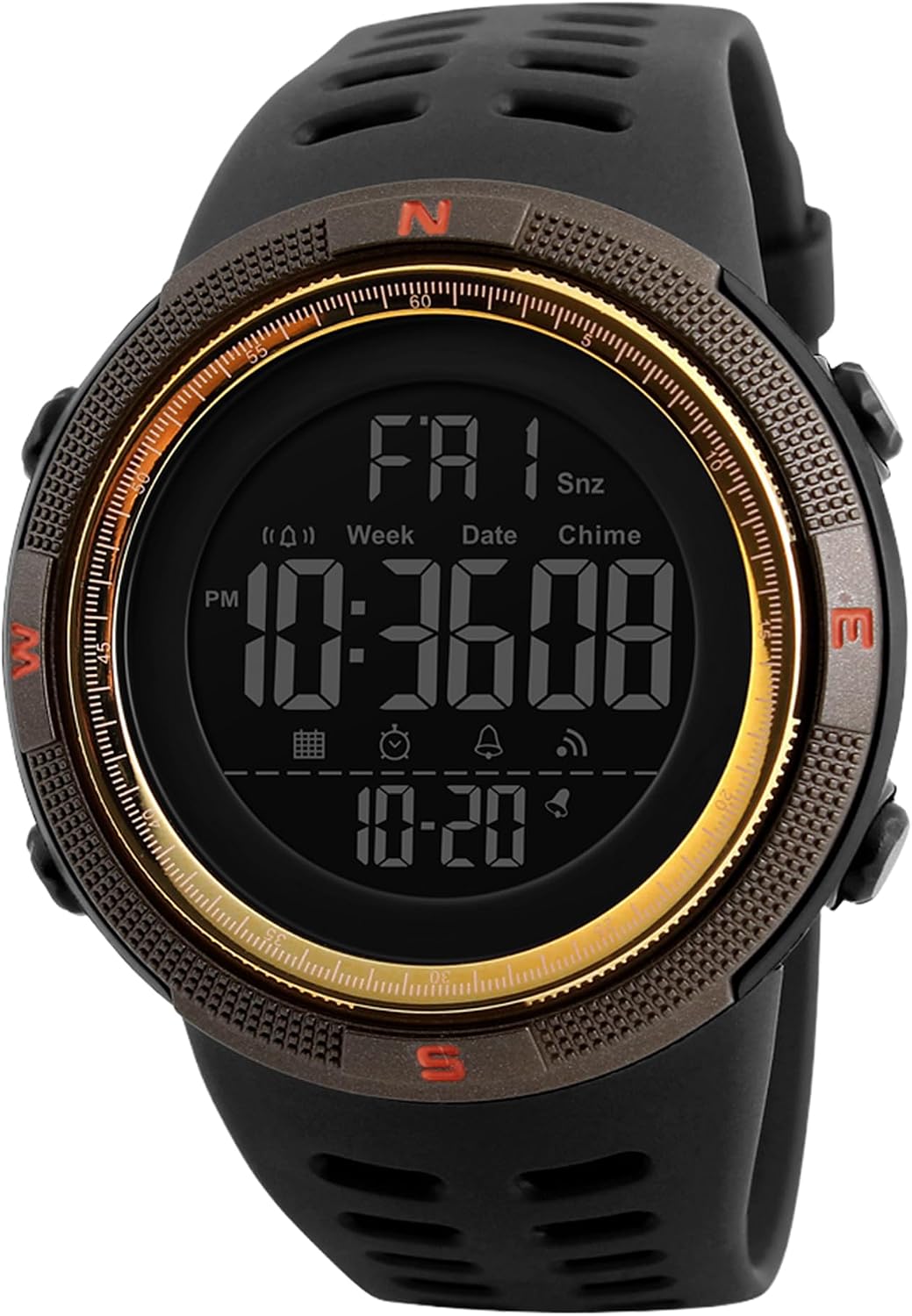 SKMEI Watch for Men,Military Sports Round Digital Watch with Waterproof Led Light Stopwatch Countdown Date Alarms Chronograph