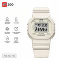 ZGO Retro Square Digital Watch for Women Girls, 50M Waterproof Milk‑Tea Beige Wrist Watch with Pink Ribbon Gift Box, Alarm Stopwatch Student Watch