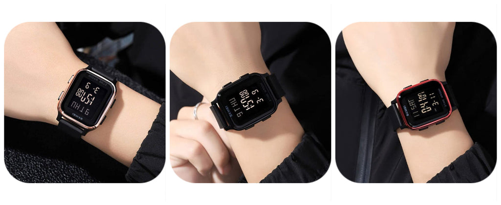 Gosasa Classic Square Face Unisex Women's Men's Digital Multifunction Outdoor Casual Watch Countdown 50M Waterproof Led Light Wristwatch